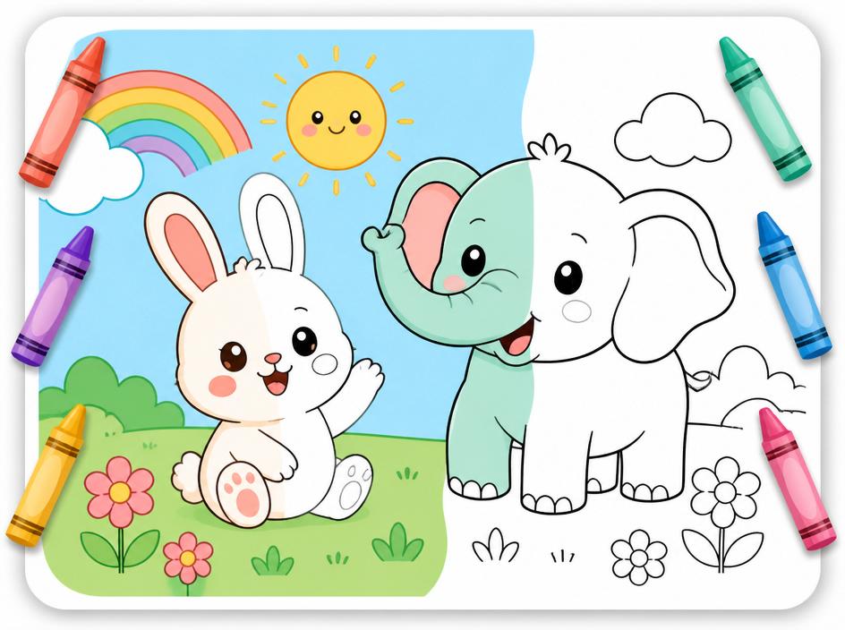 Mẫu tranh tô màu — Tô màu chú thỏ dễ thương giúp bé rèn sự tỉ mỉ và cảm nhận màu sắc, in được từ TinyJoy